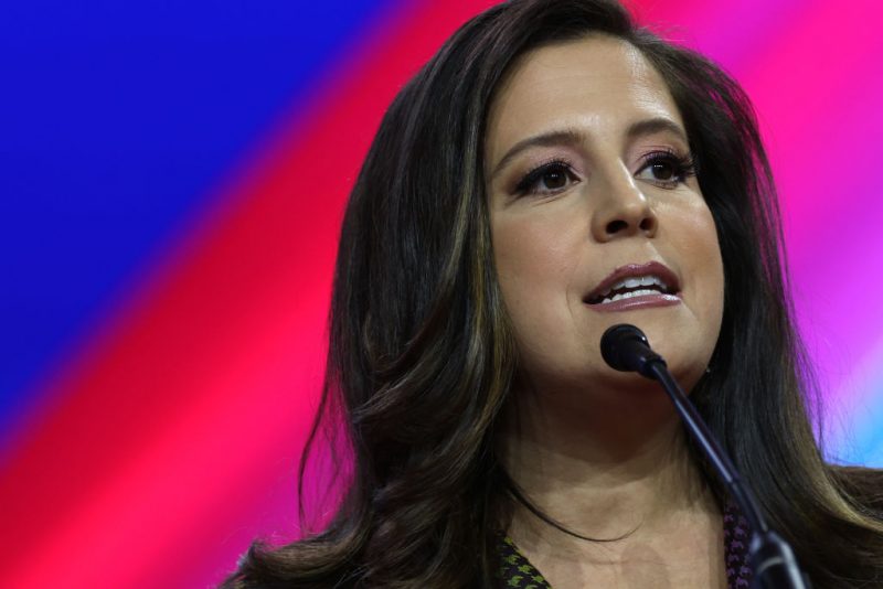 NATIONAL HARBOR, MARYLAND - MARCH 04: U.S. Rep. Elise Stefanik (R-NY), Chair of the House Republican Conference, speaks during the annual Conservative Political Action Conference (CPAC) at Gaylord National Resort & Convention Center on March 4, 2023 in National Harbor, Maryland. Conservatives gathered at the four-day annual conference to discuss the Republican agenda. (Photo by Alex Wong/Getty Images)