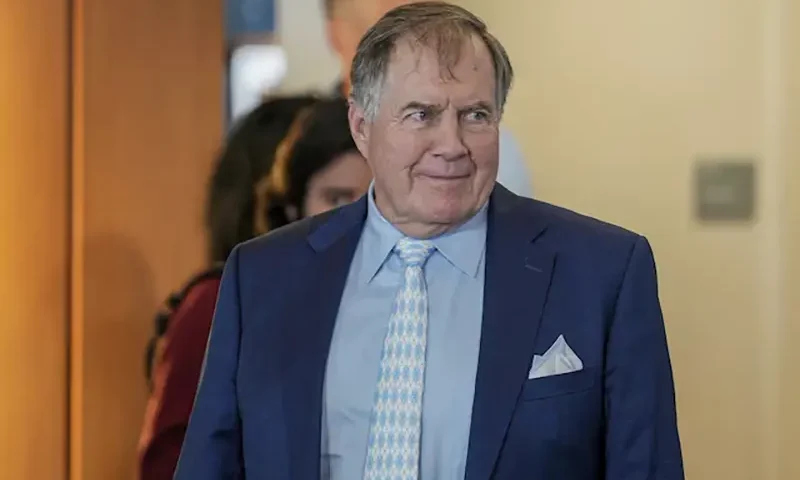 North Carolina Tar Heels new head coach Bill Belichick walks to his seat for the announcement of his hiring at Loudermilk Center for Excellence. Mandatory Credit: Jim Dedmon-Imagn Images/ File Photo