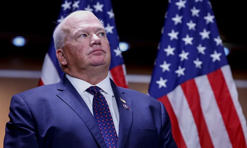 WASHINGTON, DC - SEPTEMBER 24: Rep. Scott Fitzgerald (R-WI) listens during a news conference after a House Republican Caucus meeting at the U.S. Capitol on September 24, 2024 in Washington, DC. House Republicans are working towards agreeing to pass a continuing resolution on the House floor to fund the government through December 20th. (Photo by Anna Moneymaker/Getty Images)