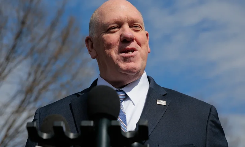 WASHINGTON, DC - MARCH 17: White House Border Czar Tom Homan talks with reporters on the driveway outside the West Wing on March 17, 2025 in Washington, DC. Homan defended President Donald Trump's use of the Alien Enemies Act of 1798 to send Venezuelan migrants to El Salvador over the weekend even after a federal judge had ordered that the planes reverse course and return the detainees to the United States. (Photo by Chip Somodevilla/Getty Images)