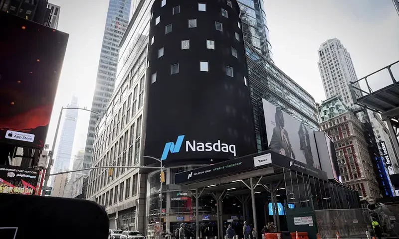 The Nasdaq Market site is seen in New York City, U.S., March 26, 2024. REUTERS/Brendan McDermid/File Photo